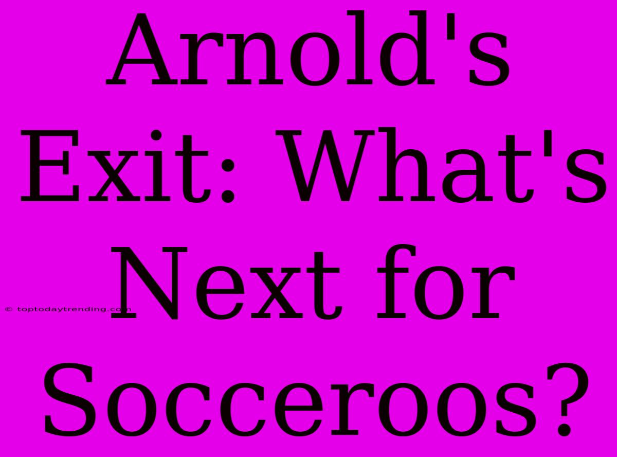 Arnold's Exit: What's Next For Socceroos?