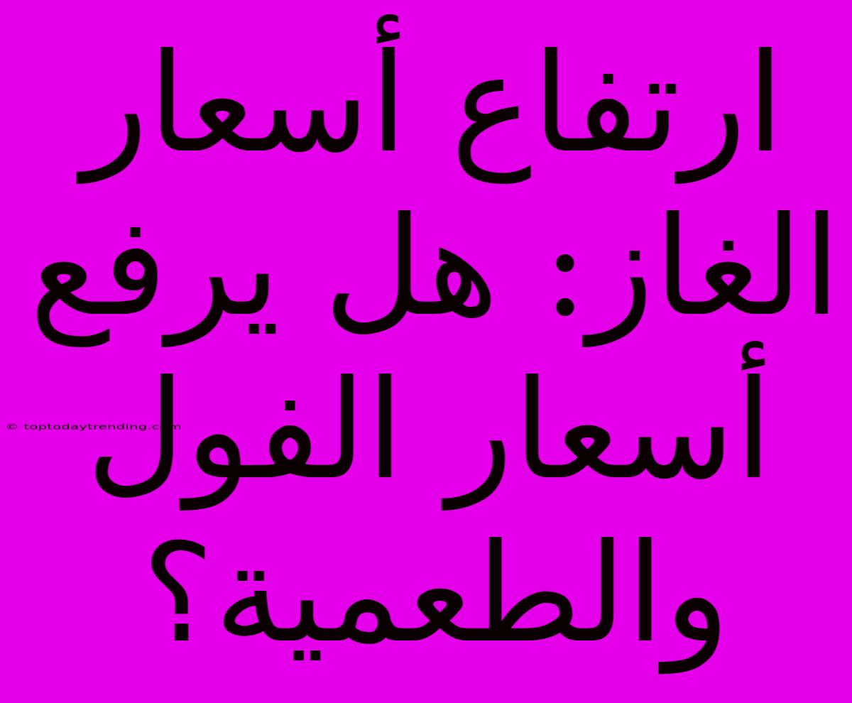 ارتفاع أسعار الغاز: هل يرفع أسعار الفول والطعمية؟