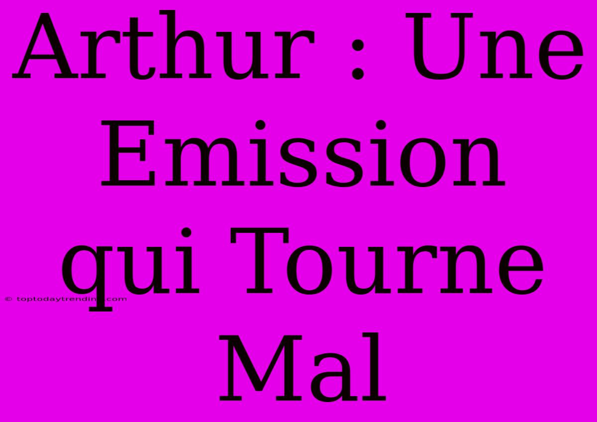 Arthur : Une Emission Qui Tourne Mal