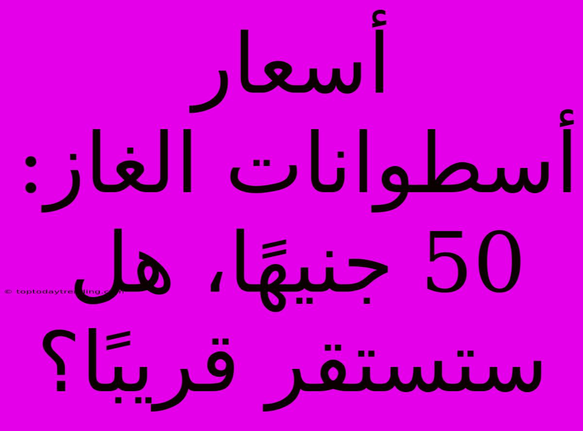 أسعار أسطوانات الغاز: 50 جنيهًا، هل ستستقر قريبًا؟