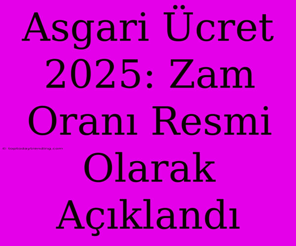 Asgari Ücret 2025: Zam Oranı Resmi Olarak Açıklandı