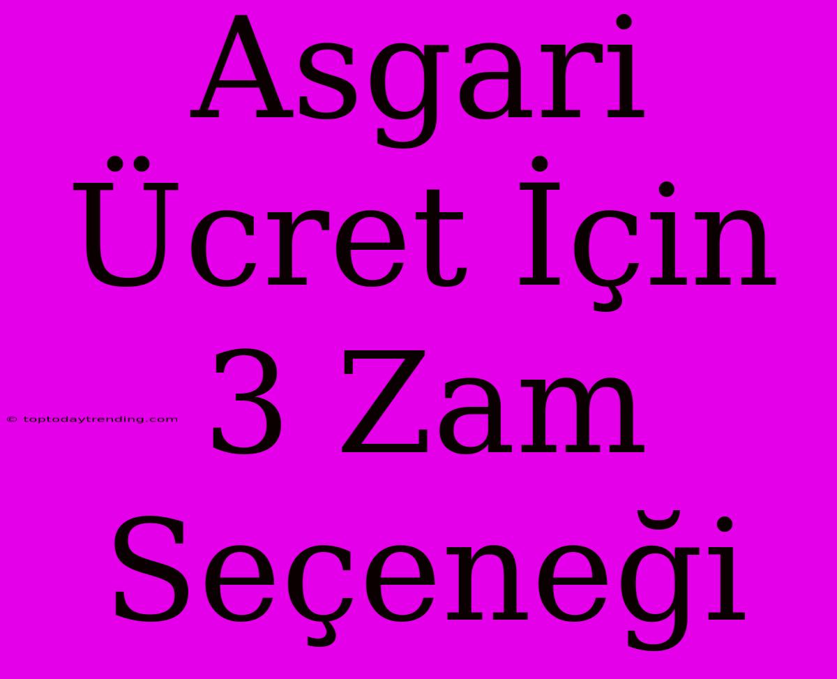 Asgari Ücret İçin 3 Zam Seçeneği