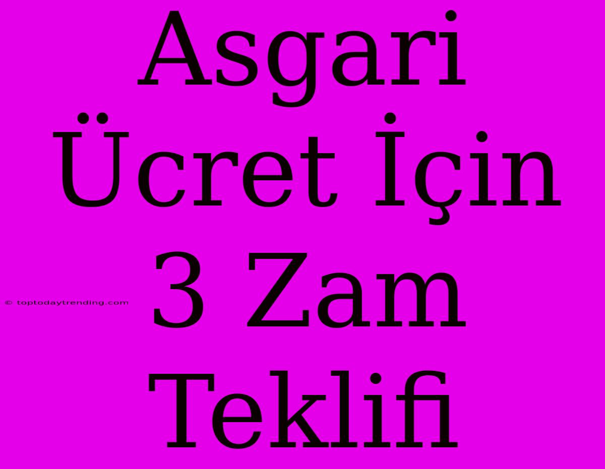 Asgari Ücret İçin 3 Zam Teklifi