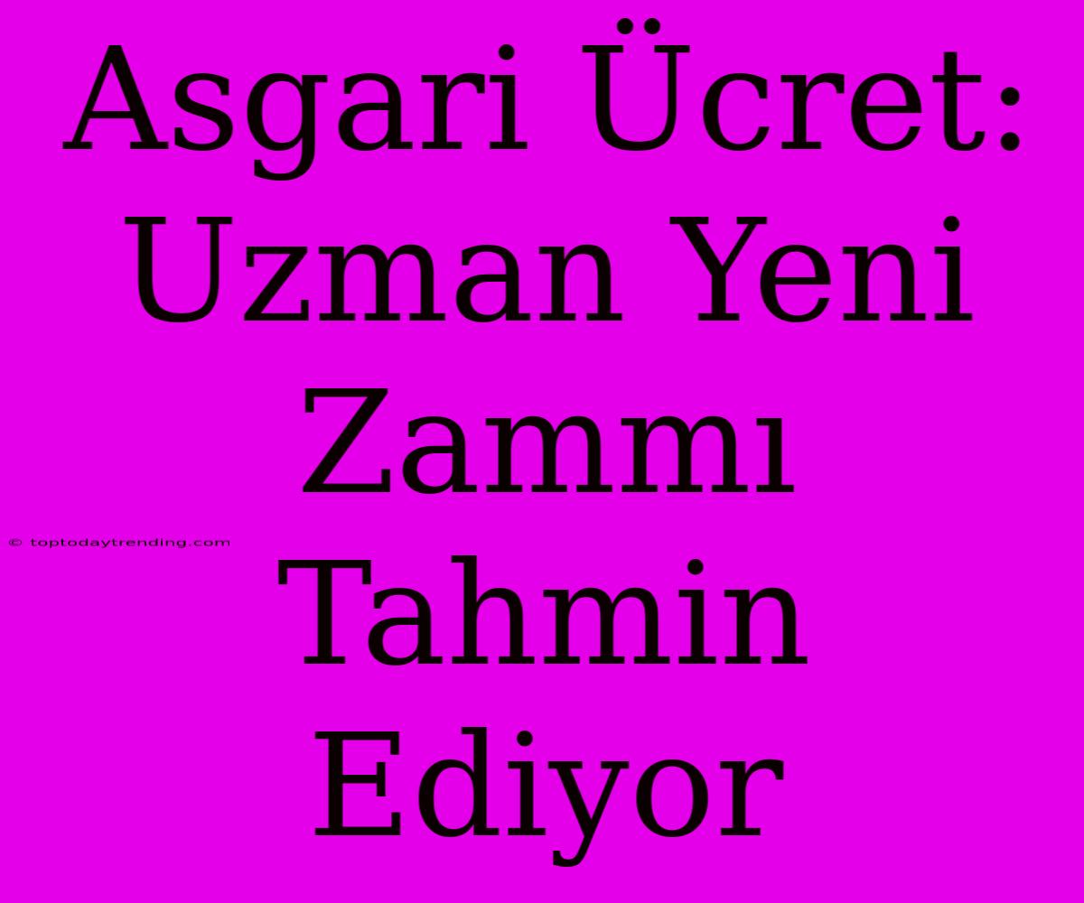 Asgari Ücret: Uzman Yeni Zammı Tahmin Ediyor