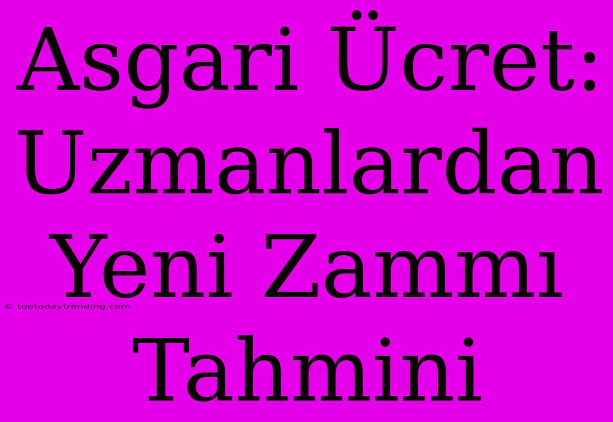 Asgari Ücret: Uzmanlardan Yeni Zammı Tahmini