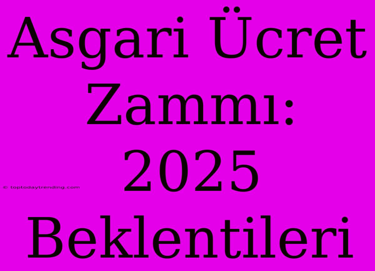 Asgari Ücret Zammı: 2025 Beklentileri