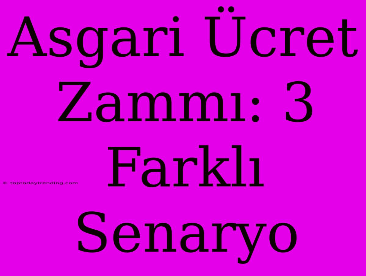 Asgari Ücret Zammı: 3 Farklı Senaryo