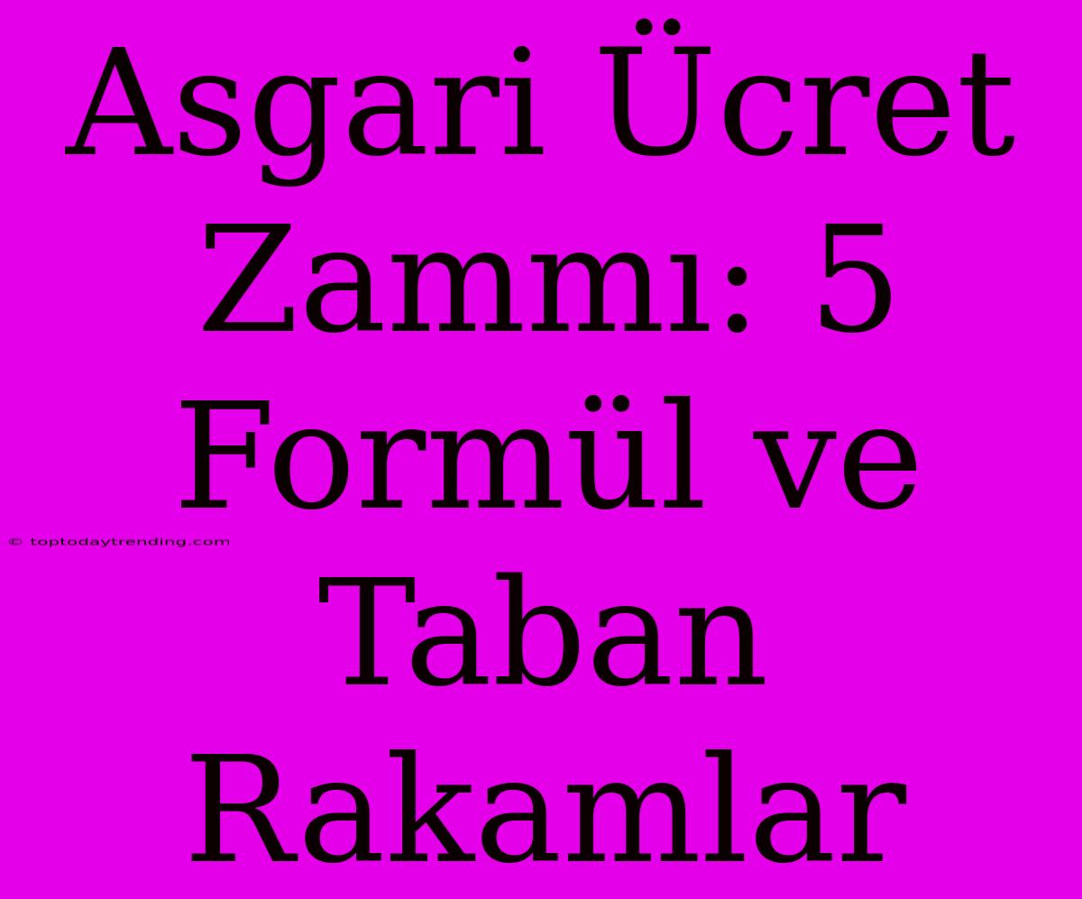 Asgari Ücret Zammı: 5 Formül Ve Taban Rakamlar