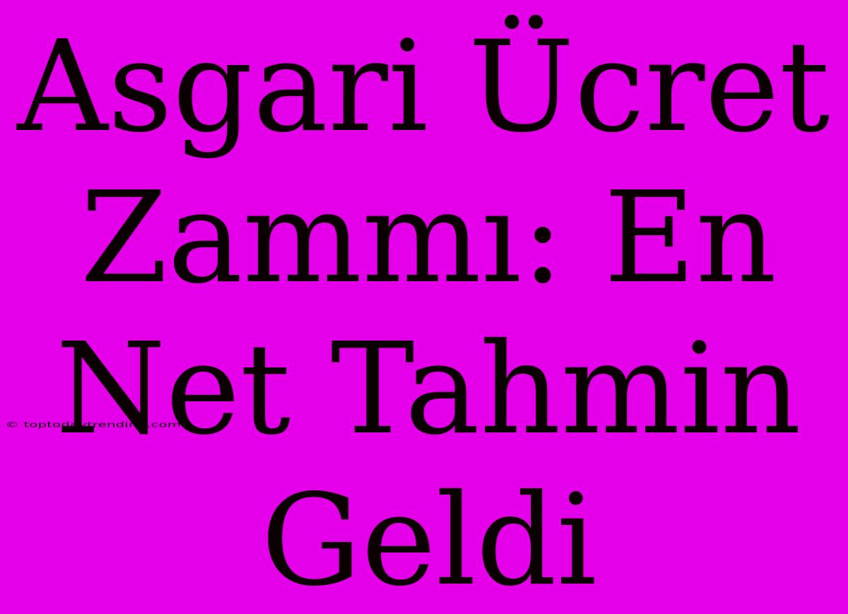 Asgari Ücret Zammı: En Net Tahmin Geldi