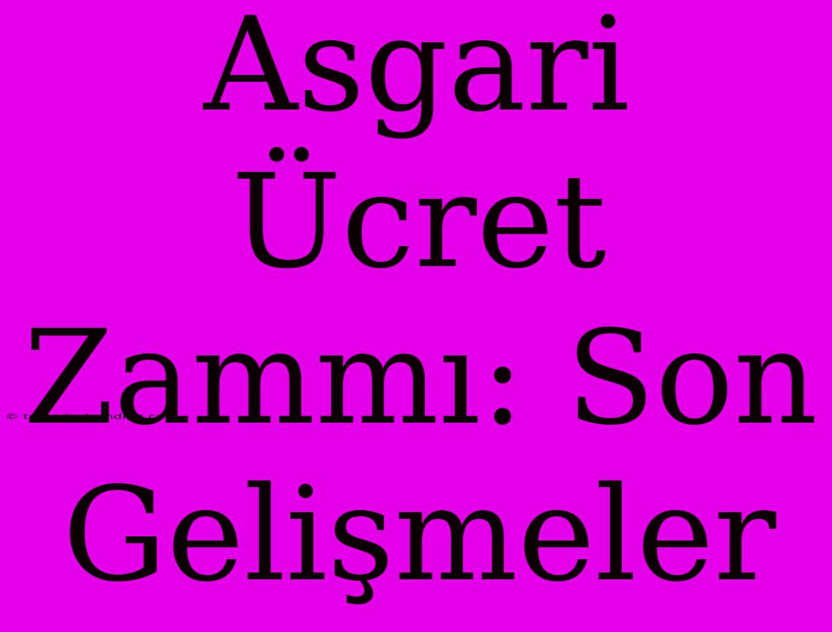 Asgari Ücret Zammı: Son Gelişmeler