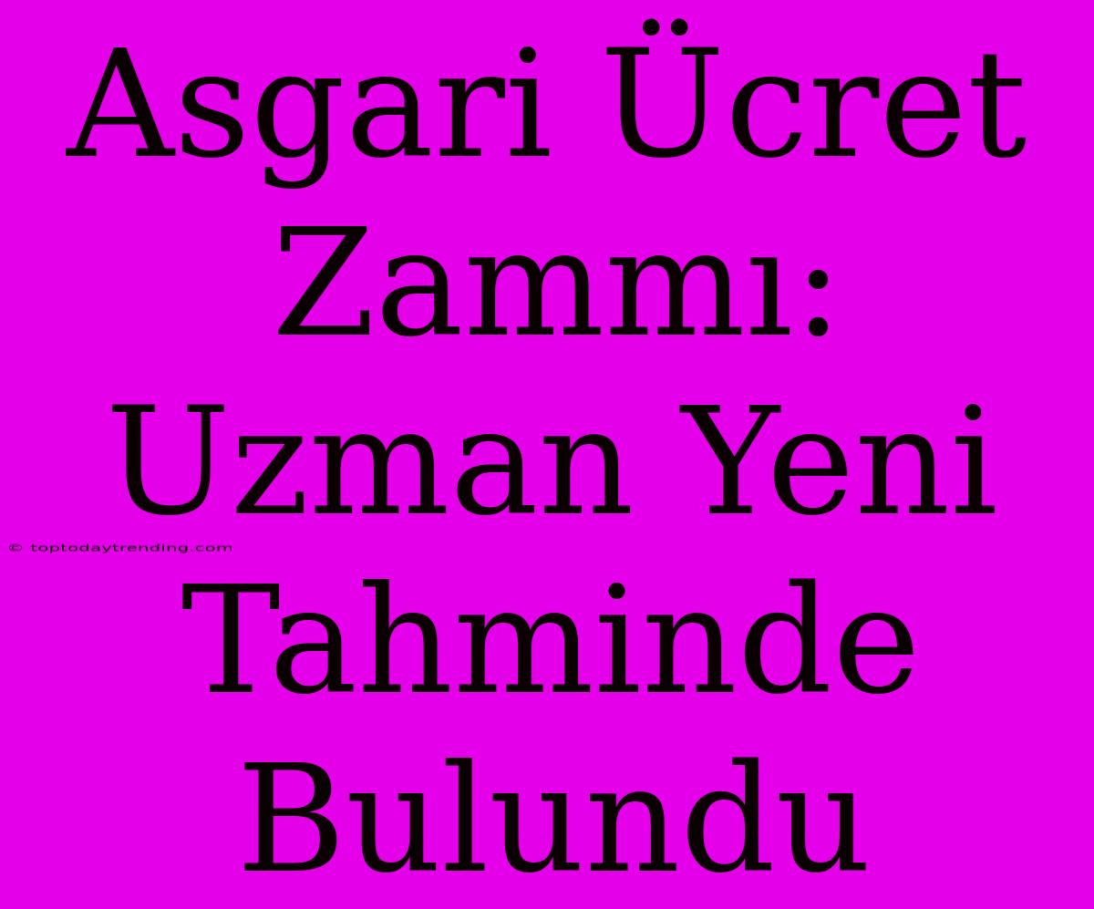 Asgari Ücret Zammı: Uzman Yeni Tahminde Bulundu