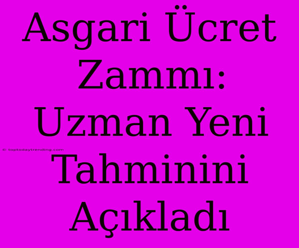 Asgari Ücret Zammı: Uzman Yeni Tahminini Açıkladı