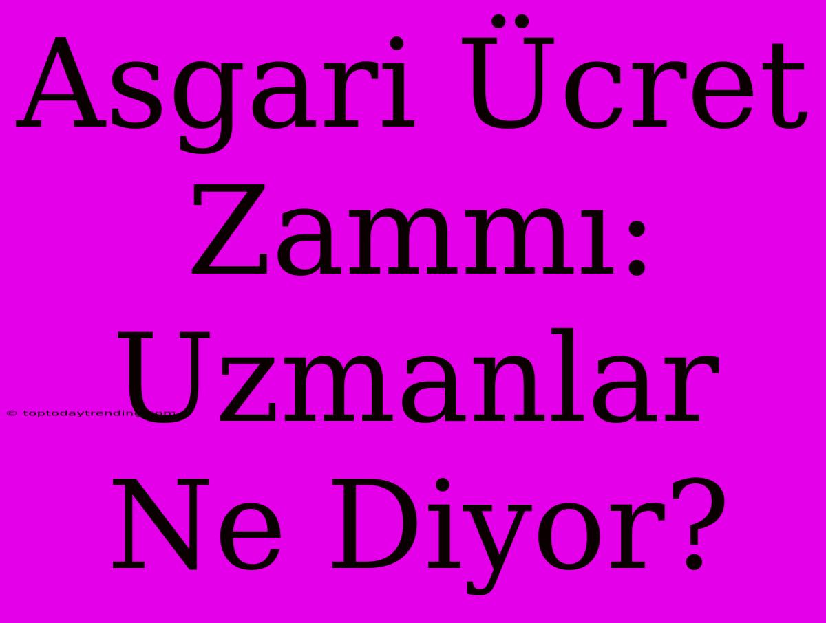 Asgari Ücret Zammı: Uzmanlar Ne Diyor?