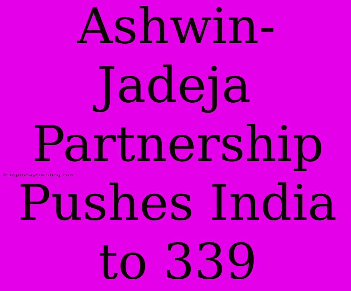 Ashwin-Jadeja Partnership Pushes India To 339