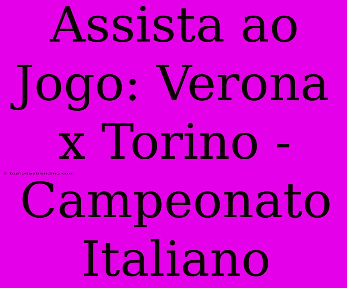 Assista Ao Jogo: Verona X Torino - Campeonato Italiano