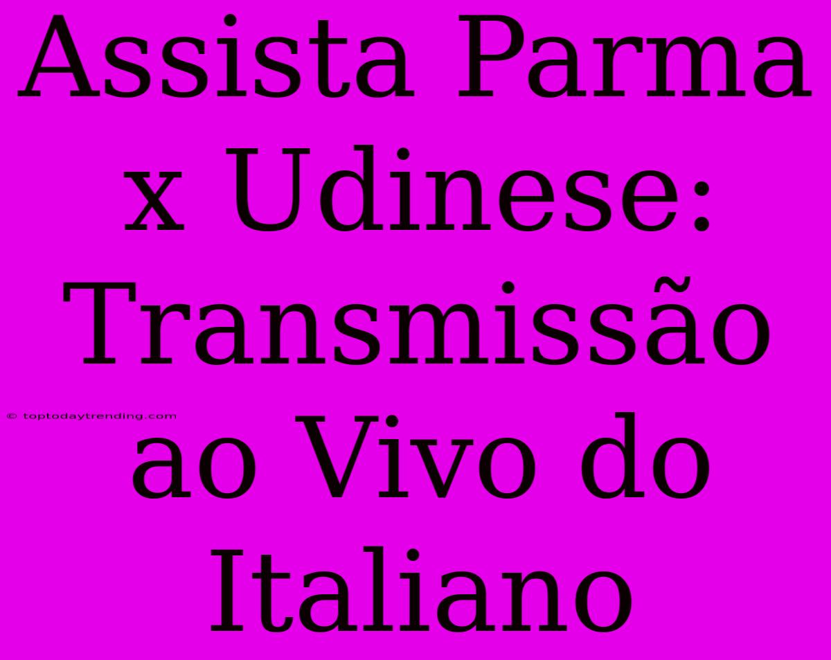 Assista Parma X Udinese: Transmissão Ao Vivo Do Italiano