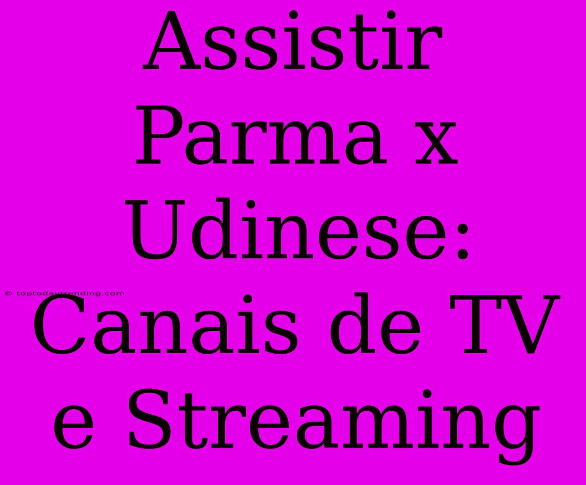 Assistir Parma X Udinese: Canais De TV E Streaming