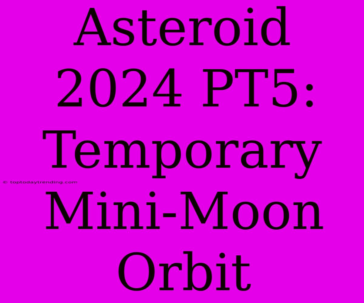 Asteroid 2024 PT5:  Temporary Mini-Moon Orbit