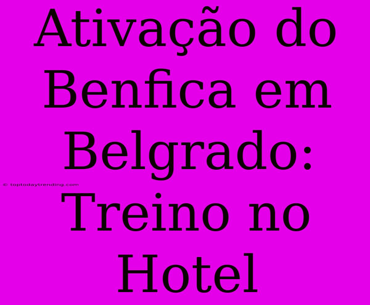 Ativação Do Benfica Em Belgrado: Treino No Hotel