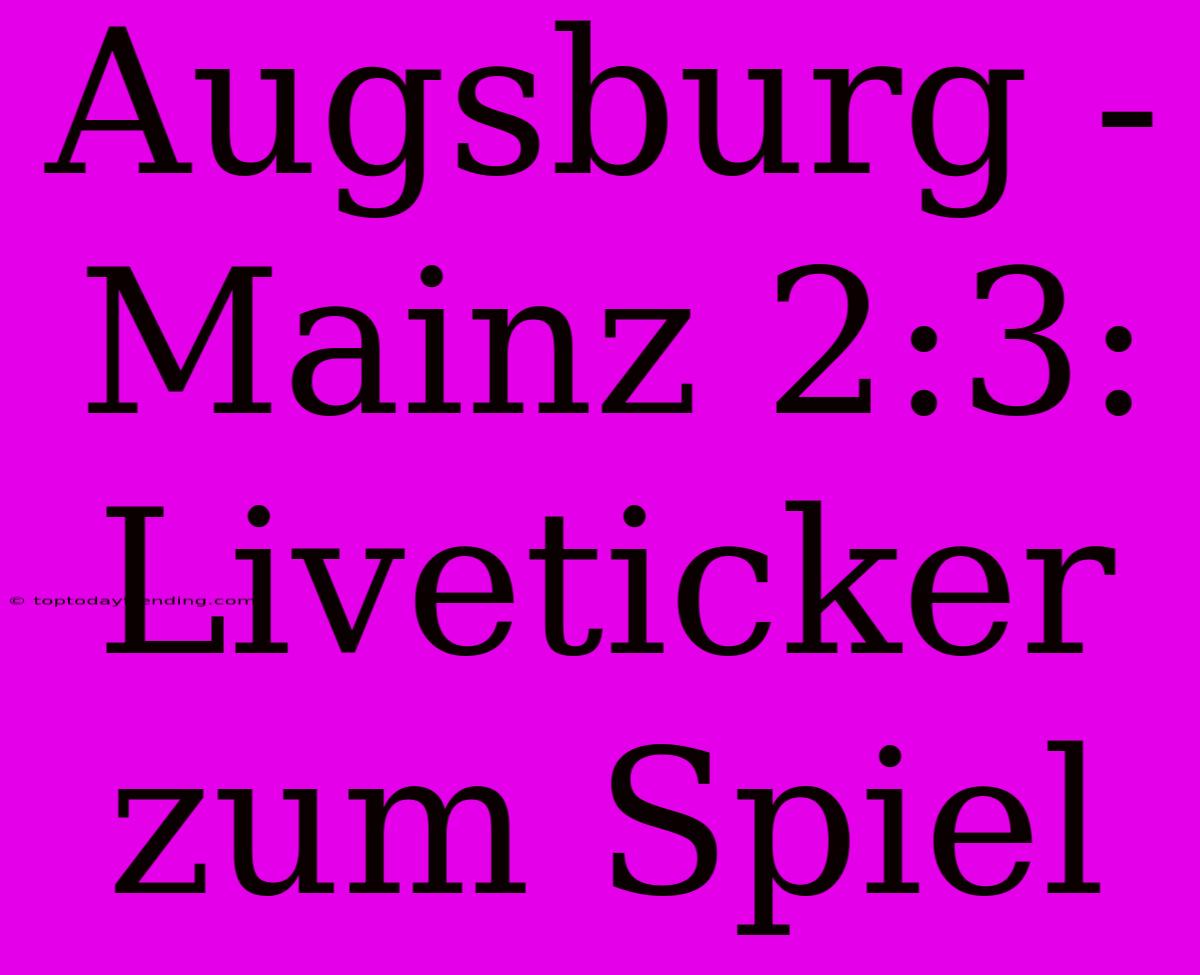 Augsburg - Mainz 2:3: Liveticker Zum Spiel