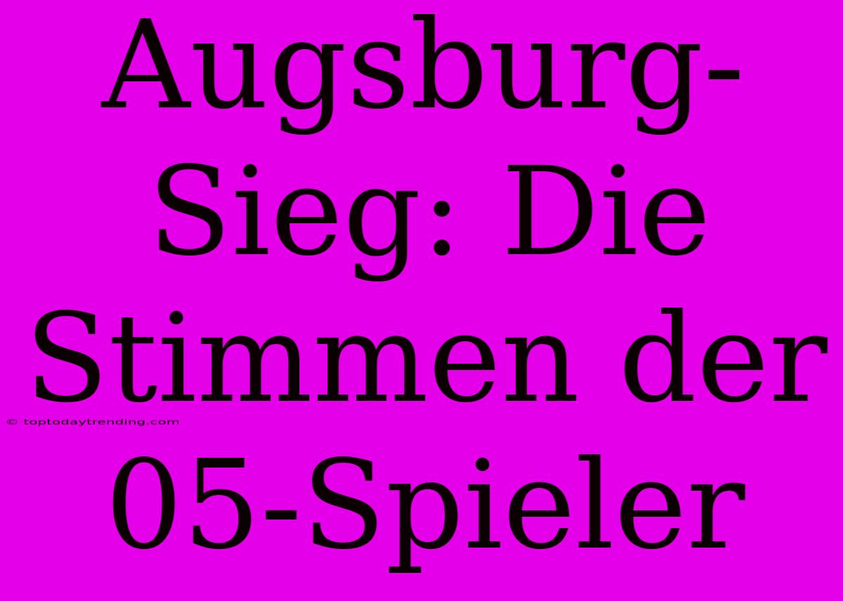 Augsburg-Sieg: Die Stimmen Der 05-Spieler