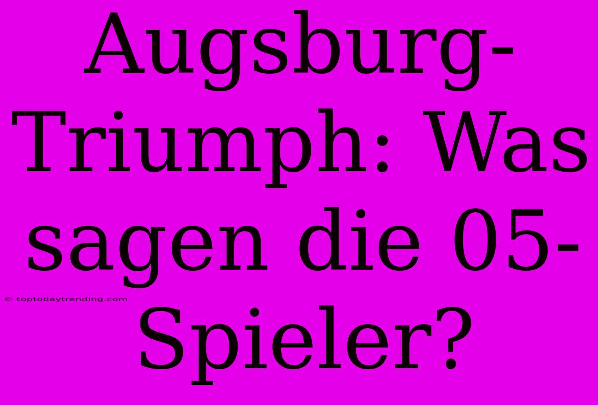 Augsburg-Triumph: Was Sagen Die 05-Spieler?