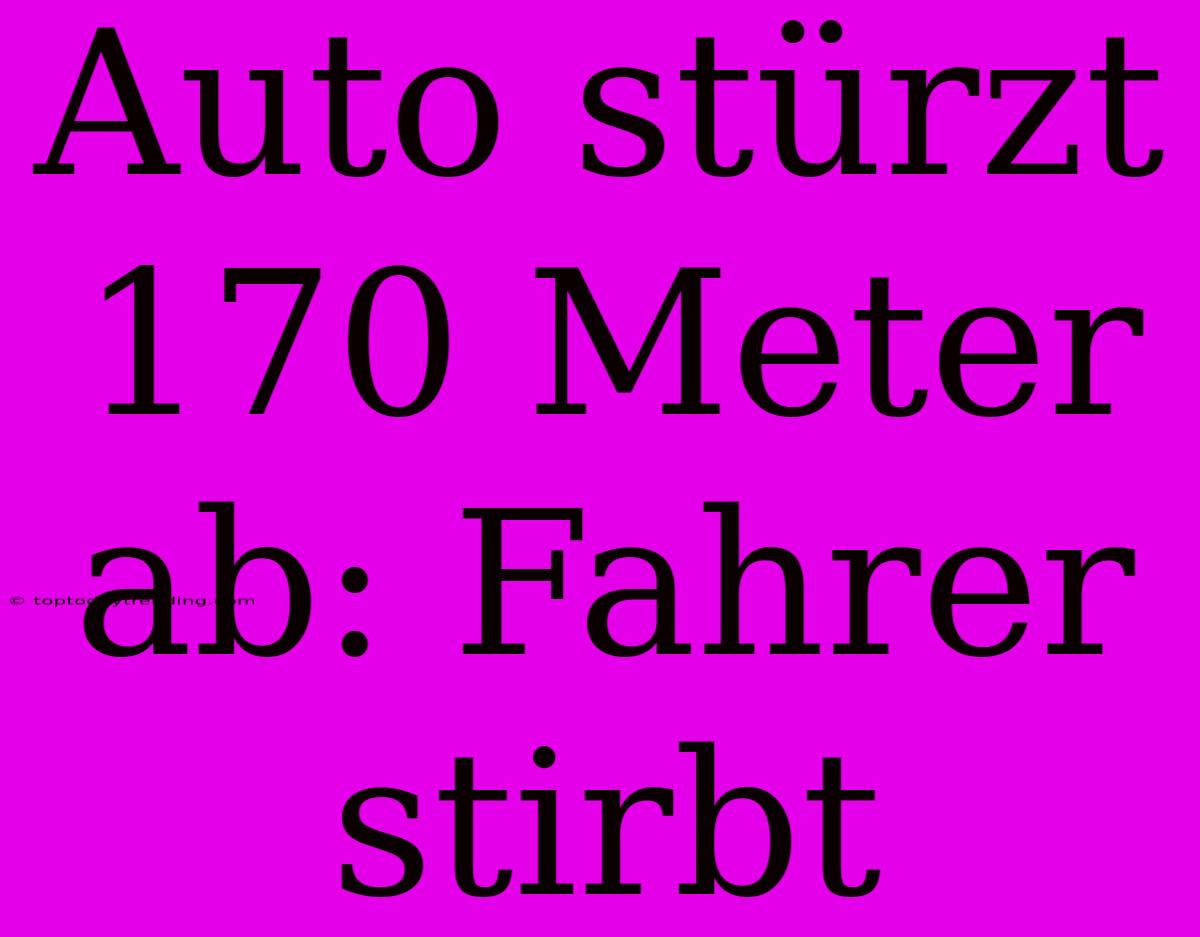 Auto Stürzt 170 Meter Ab: Fahrer Stirbt