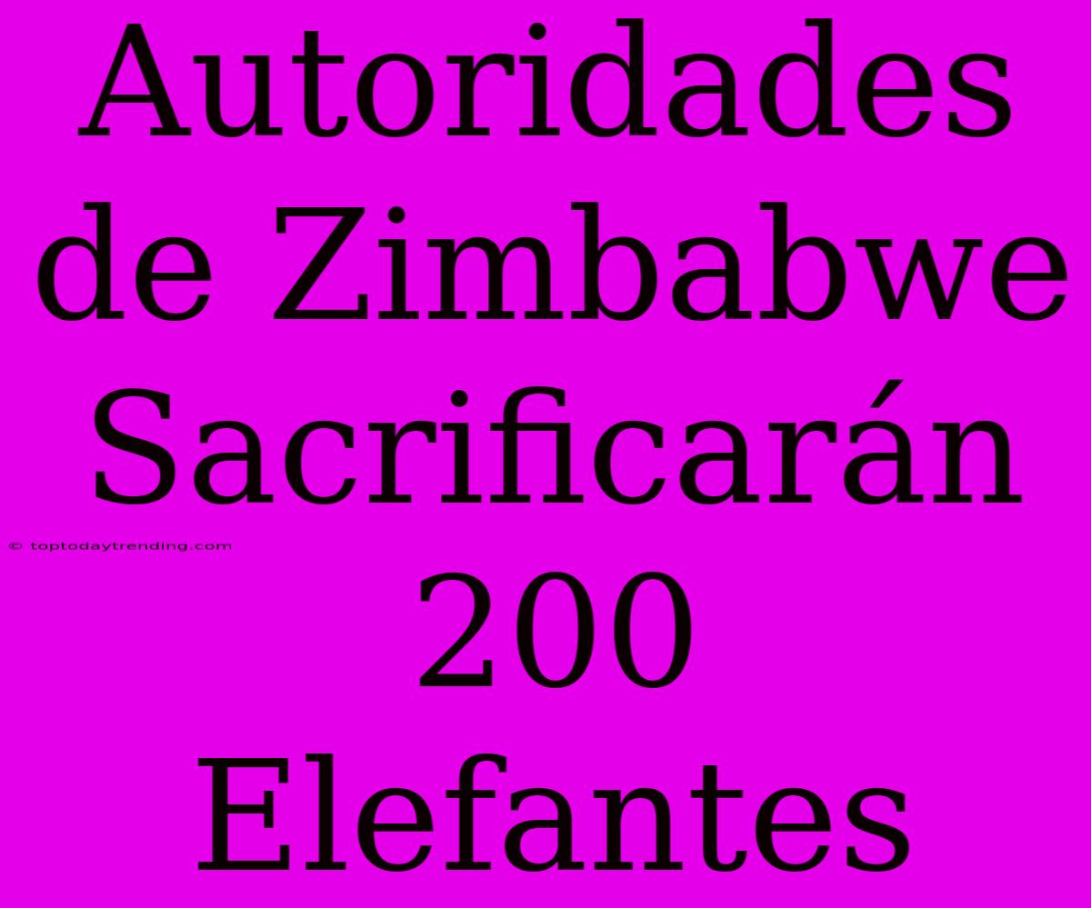 Autoridades De Zimbabwe Sacrificarán 200 Elefantes