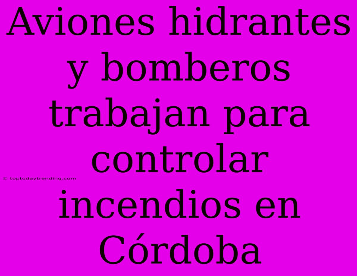 Aviones Hidrantes Y Bomberos Trabajan Para Controlar Incendios En Córdoba