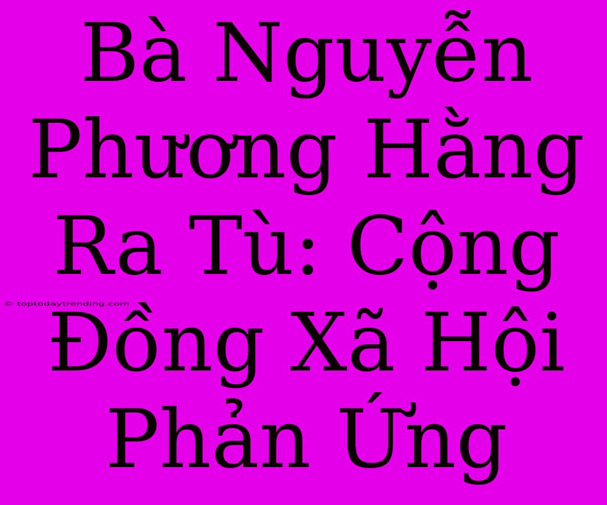 Bà Nguyễn Phương Hằng Ra Tù: Cộng Đồng Xã Hội Phản Ứng