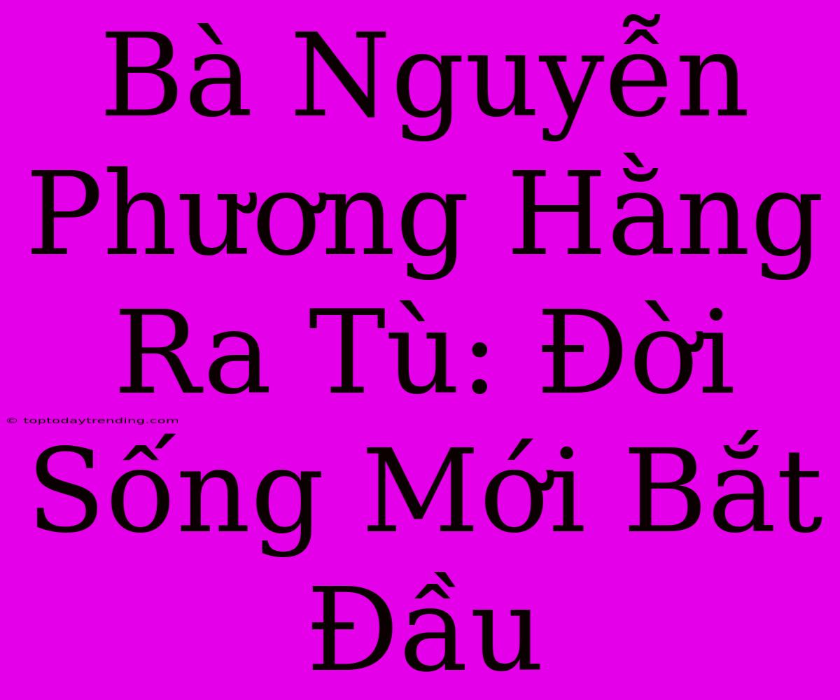 Bà Nguyễn Phương Hằng Ra Tù: Đời Sống Mới Bắt Đầu