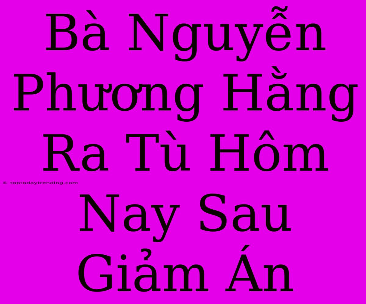 Bà Nguyễn Phương Hằng Ra Tù Hôm Nay Sau Giảm Án