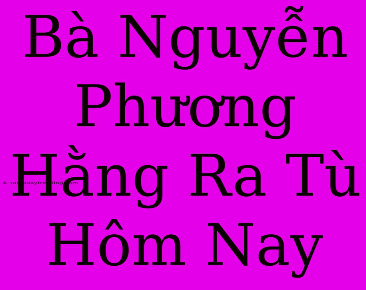 Bà Nguyễn Phương Hằng Ra Tù Hôm Nay