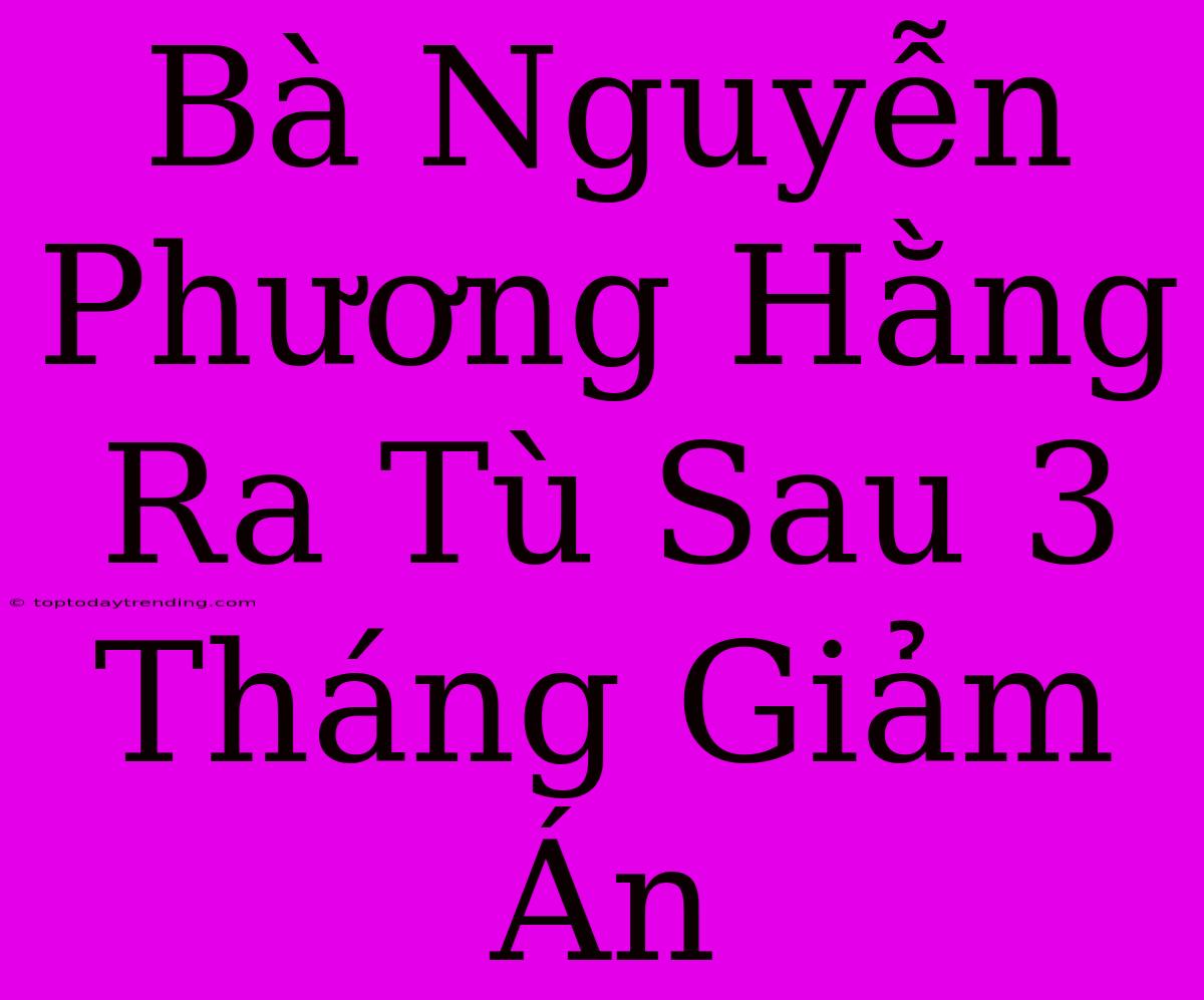 Bà Nguyễn Phương Hằng Ra Tù Sau 3 Tháng Giảm Án