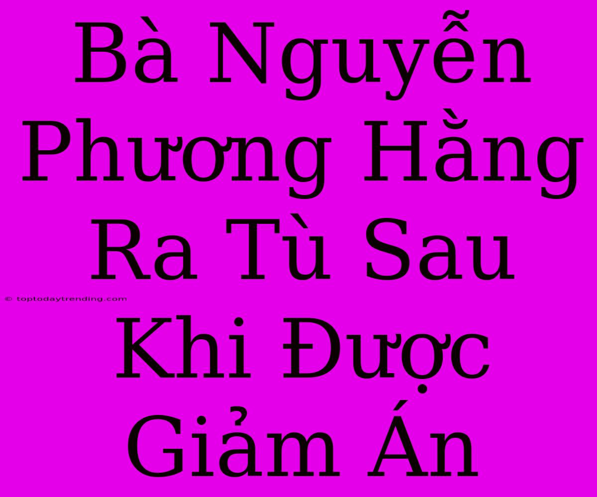 Bà Nguyễn Phương Hằng Ra Tù Sau Khi Được Giảm Án