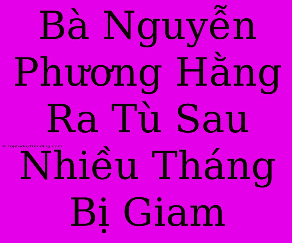 Bà Nguyễn Phương Hằng Ra Tù Sau Nhiều Tháng Bị Giam