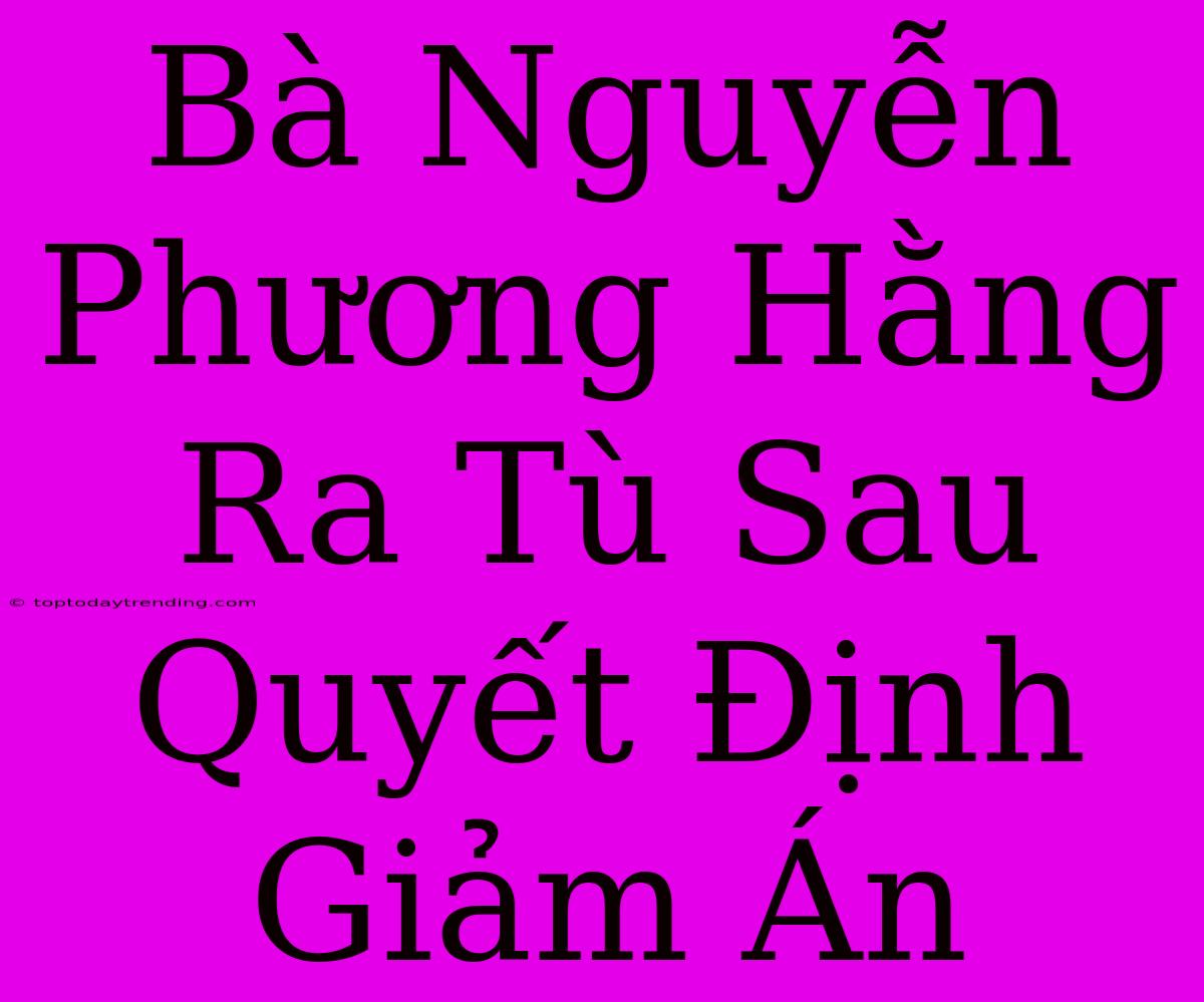 Bà Nguyễn Phương Hằng Ra Tù Sau Quyết Định Giảm Án