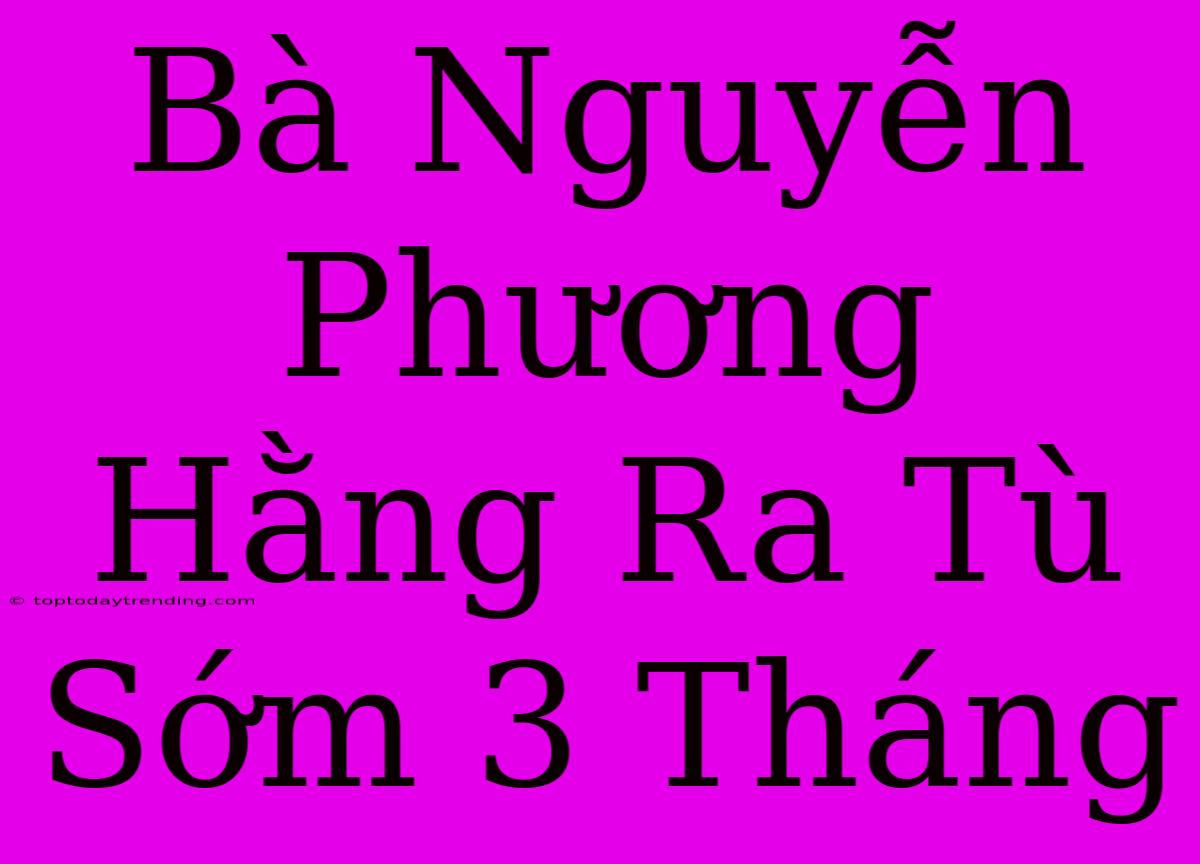 Bà Nguyễn Phương Hằng Ra Tù Sớm 3 Tháng