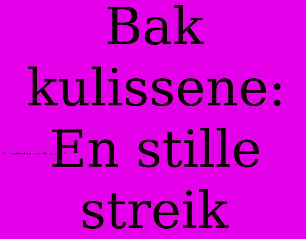 Bak Kulissene: En Stille Streik