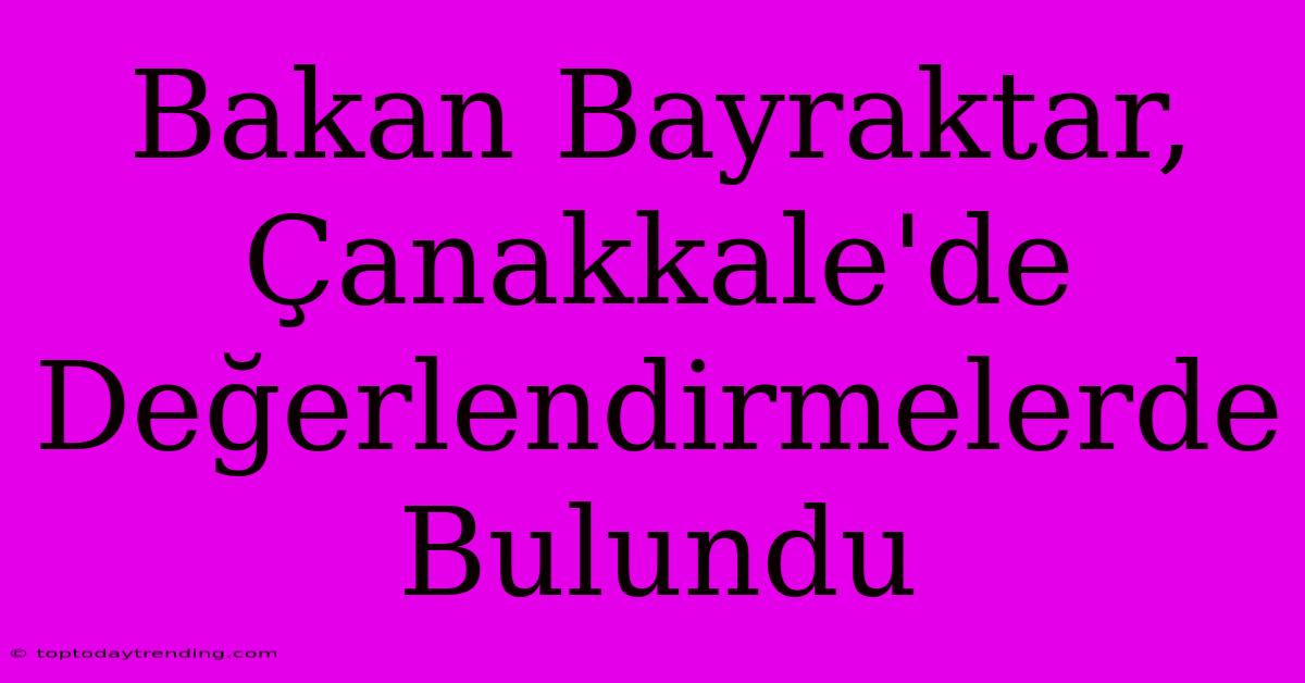 Bakan Bayraktar, Çanakkale'de Değerlendirmelerde Bulundu