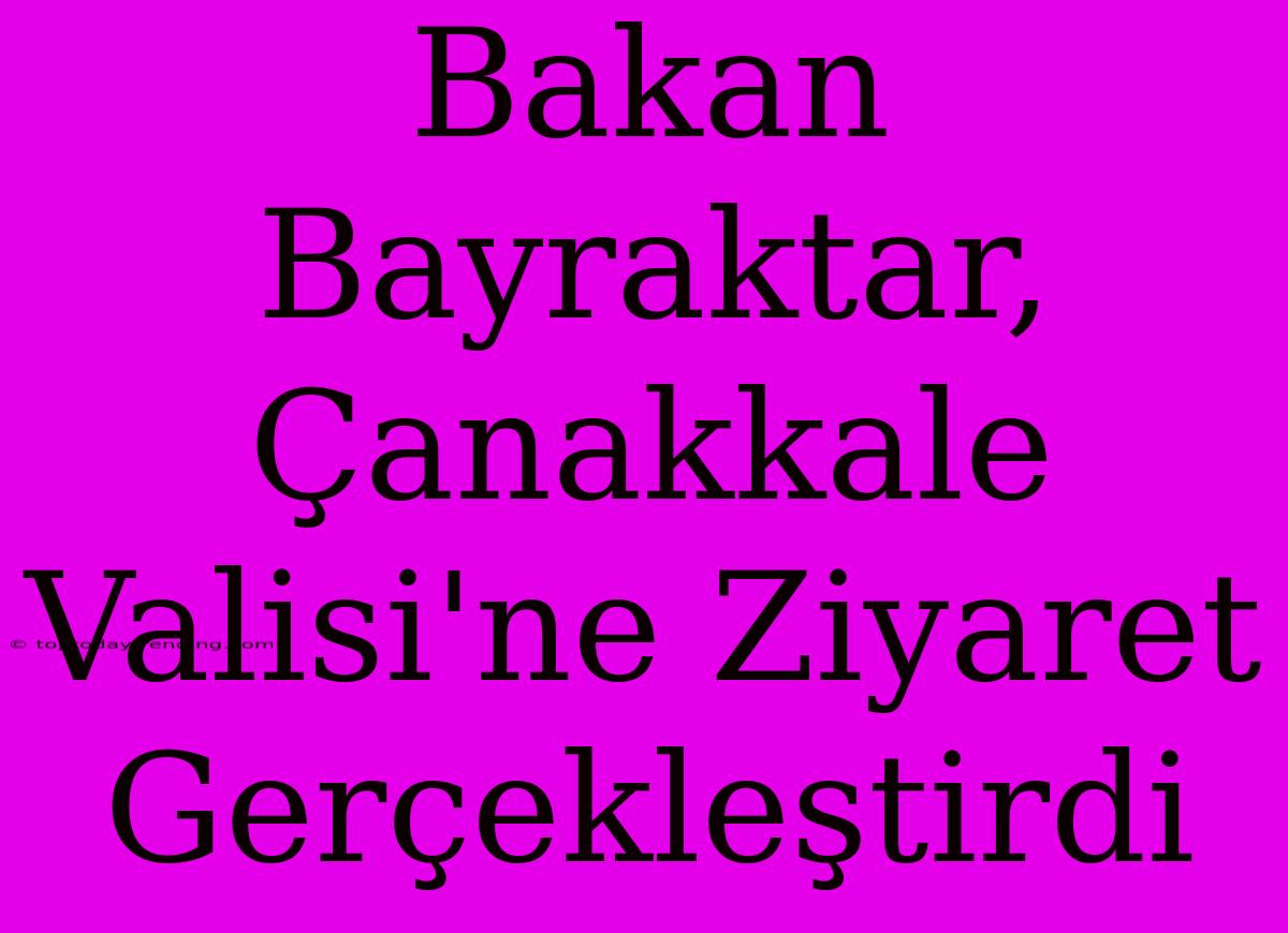 Bakan Bayraktar, Çanakkale Valisi'ne Ziyaret Gerçekleştirdi