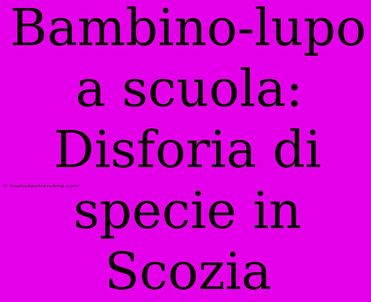 Bambino-lupo A Scuola: Disforia Di Specie In Scozia