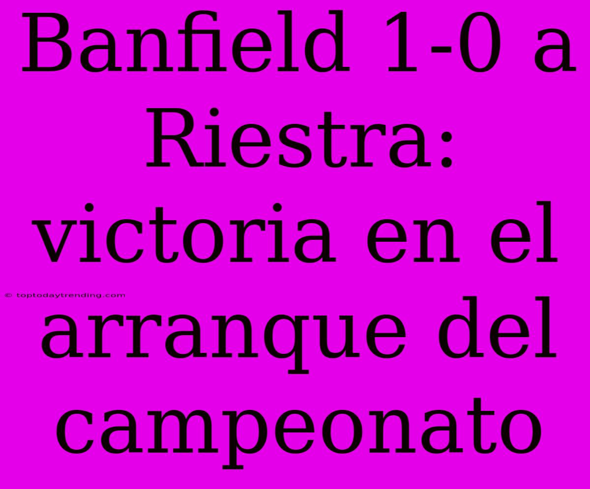 Banfield 1-0 A Riestra: Victoria En El Arranque Del Campeonato