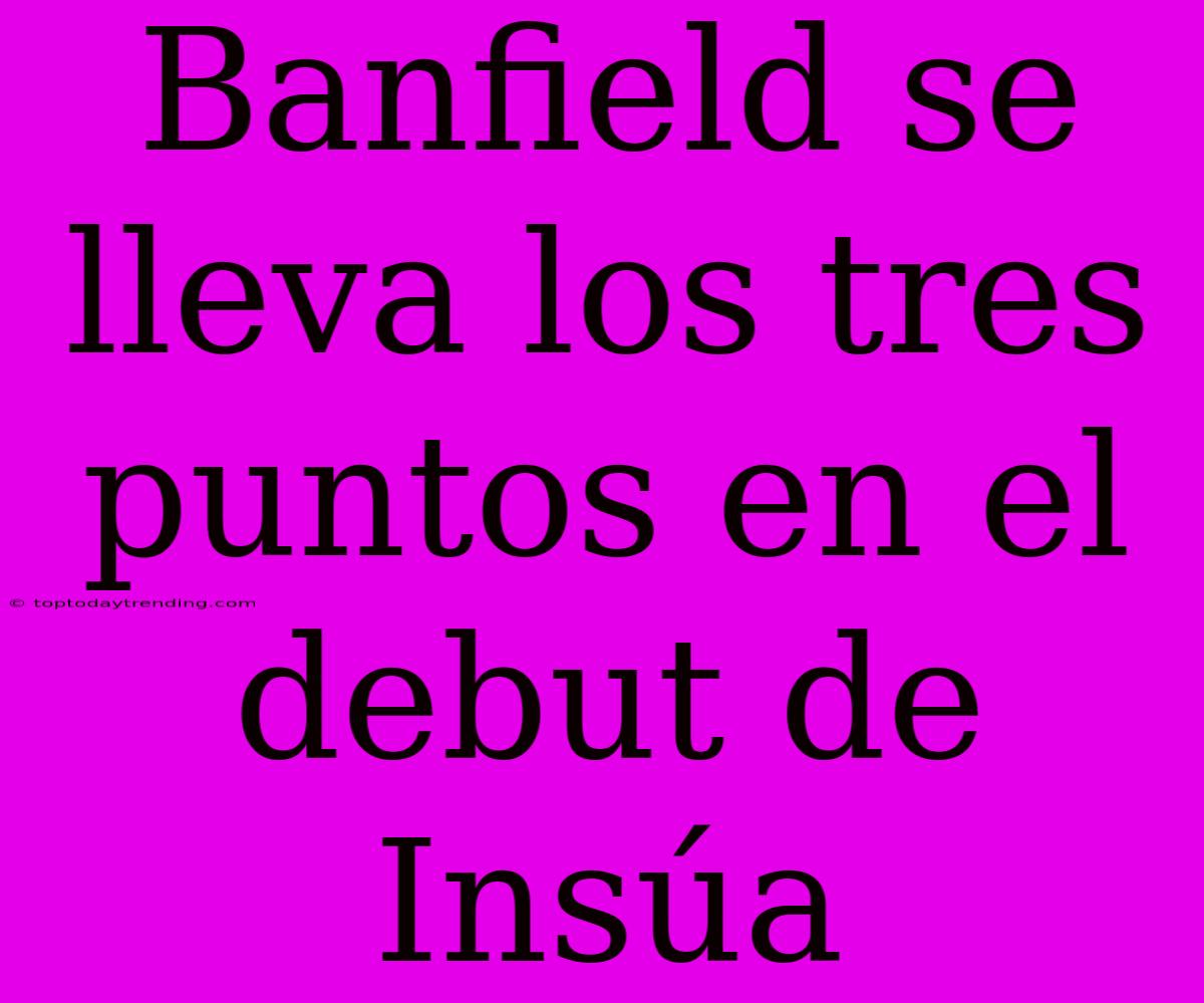 Banfield Se Lleva Los Tres Puntos En El Debut De Insúa