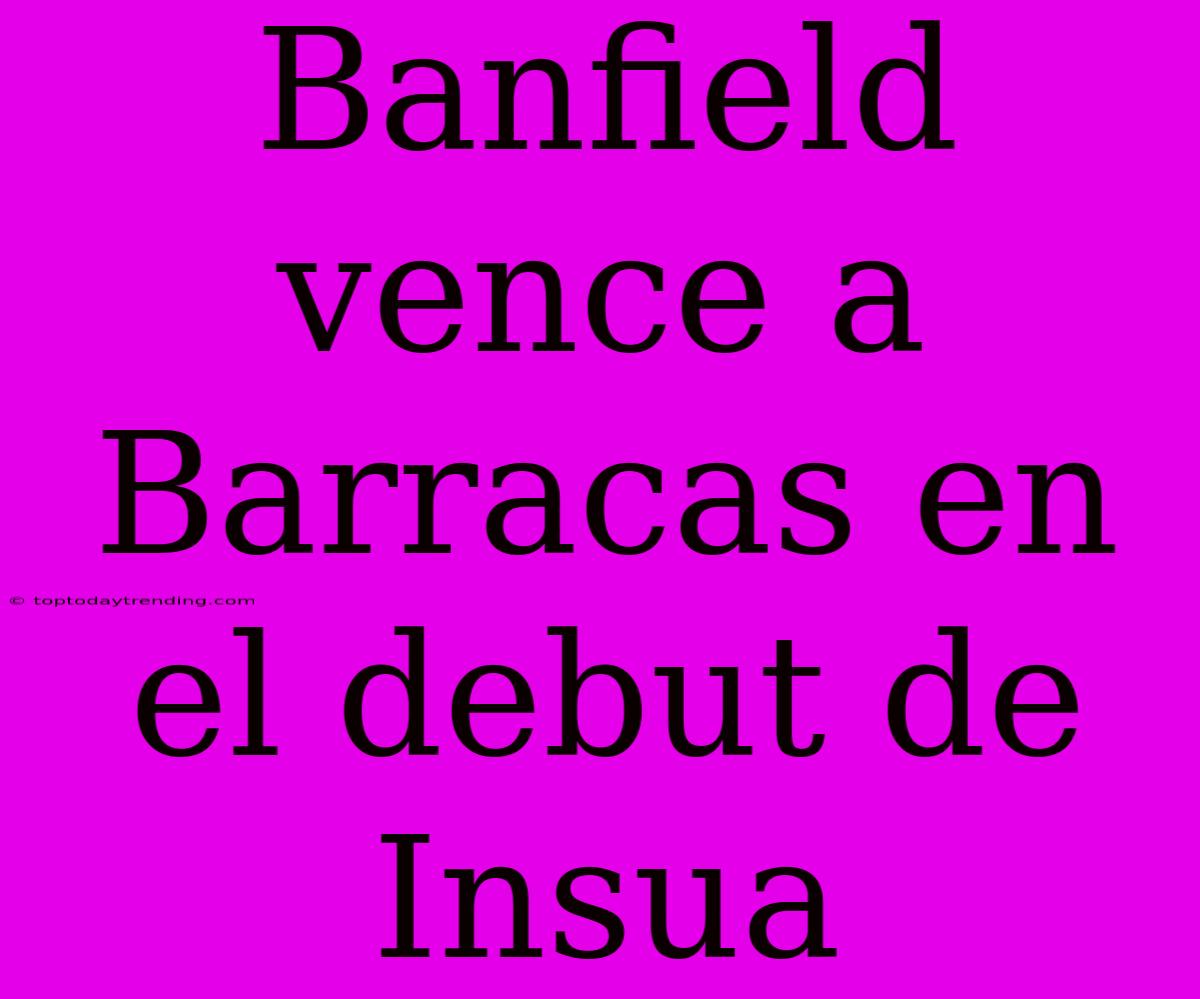 Banfield Vence A Barracas En El Debut De Insua