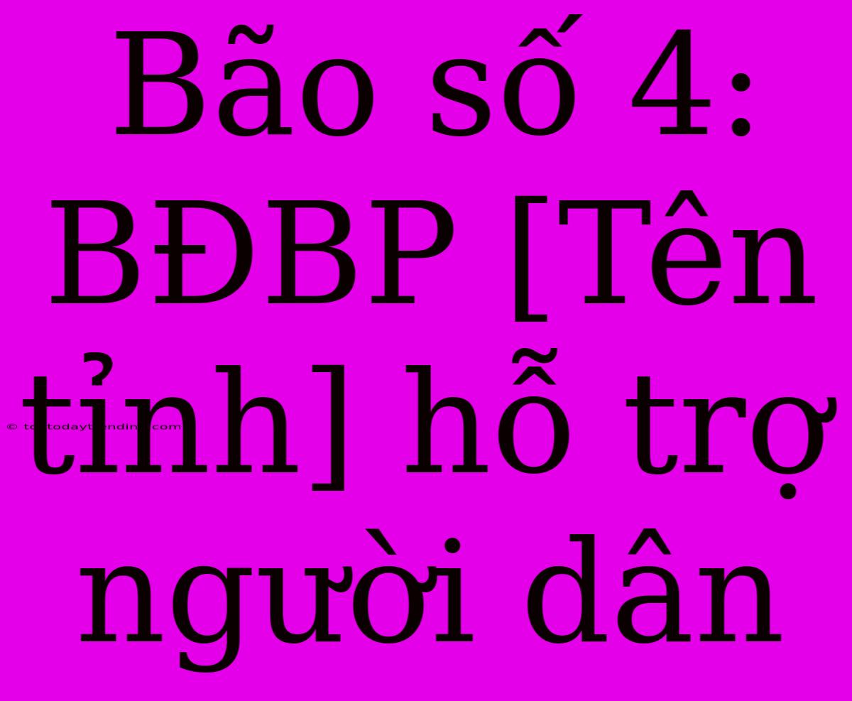 Bão Số 4: BĐBP [Tên Tỉnh] Hỗ Trợ Người Dân