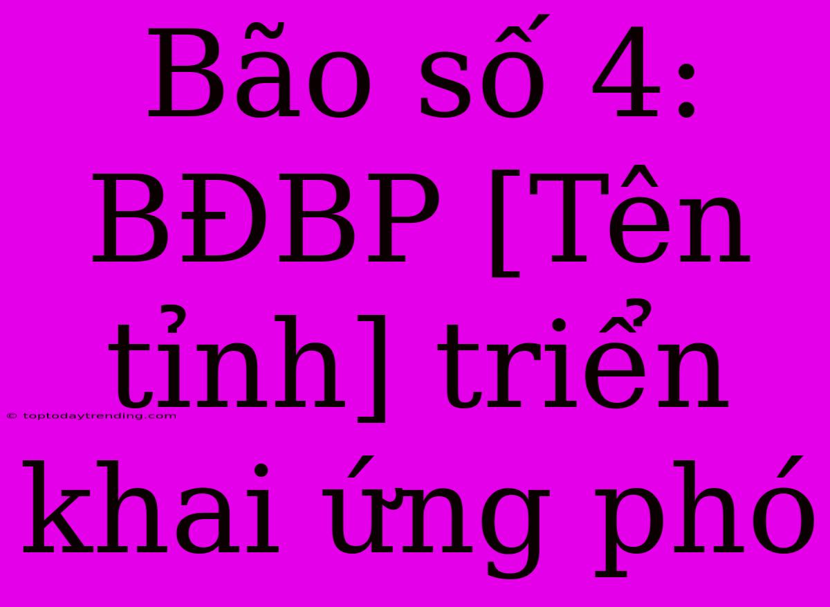 Bão Số 4: BĐBP [Tên Tỉnh] Triển Khai Ứng Phó