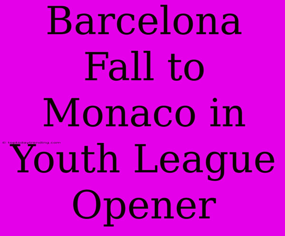 Barcelona Fall To Monaco In Youth League Opener