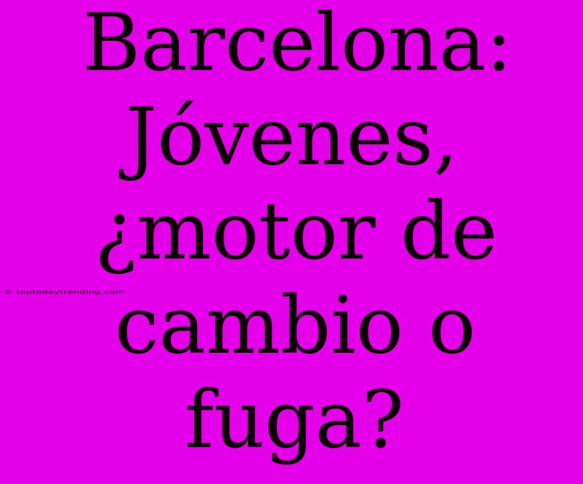 Barcelona: Jóvenes, ¿motor De Cambio O Fuga?