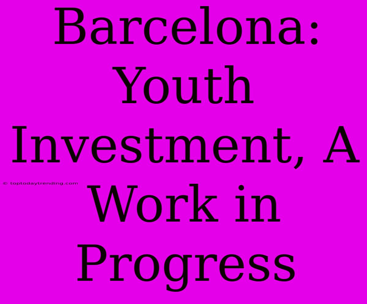 Barcelona: Youth Investment, A  Work In Progress